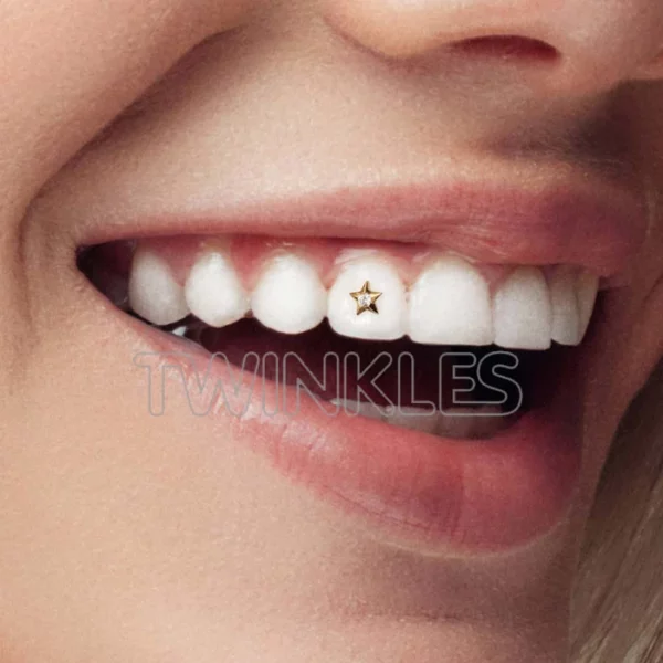 122 Star w. Diamond tooth gem twinkles dental jewelry in smile